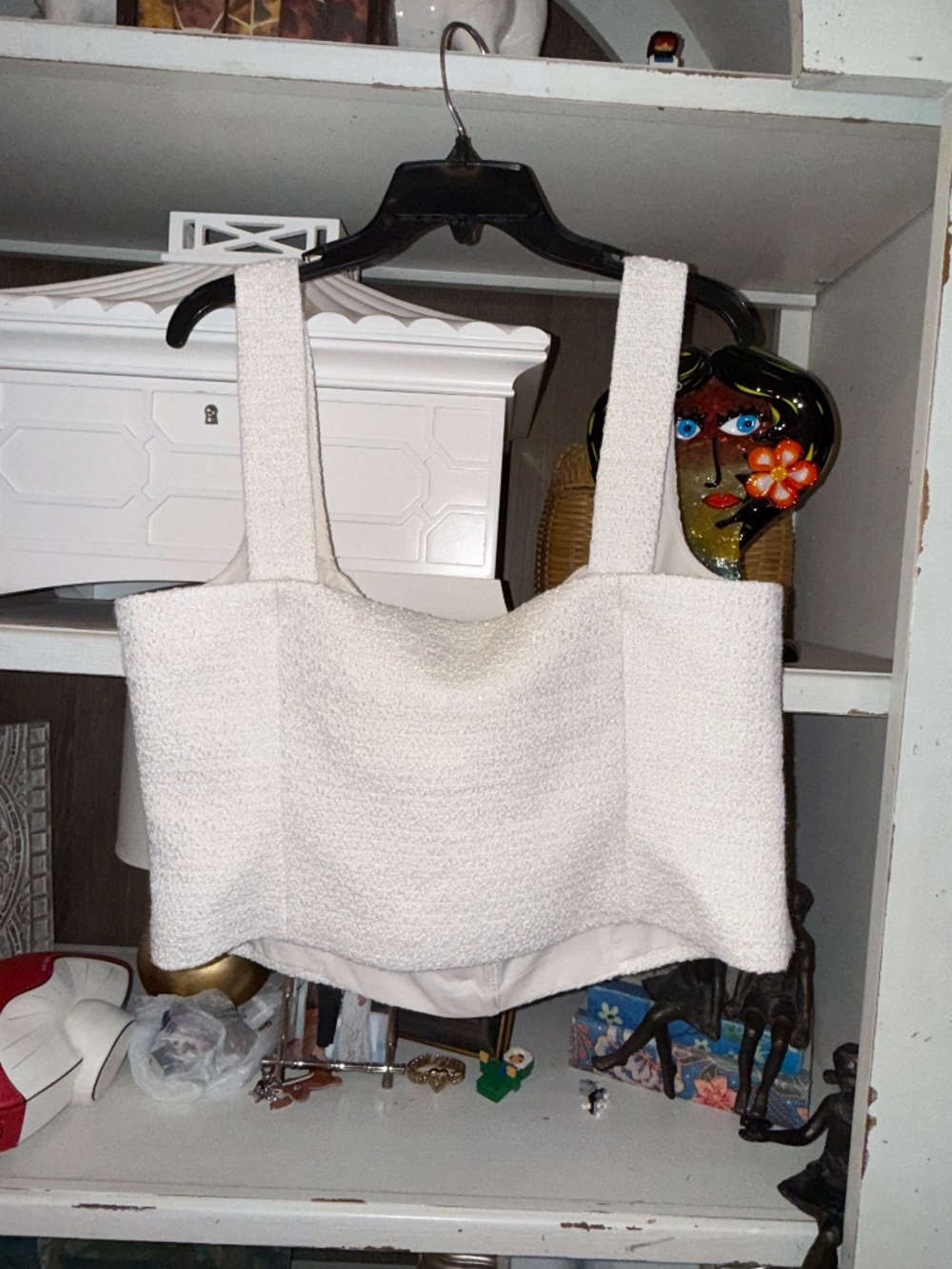 french connection square neck sleeveless top classic cream tweed sz 12 - Picture 6 of 6